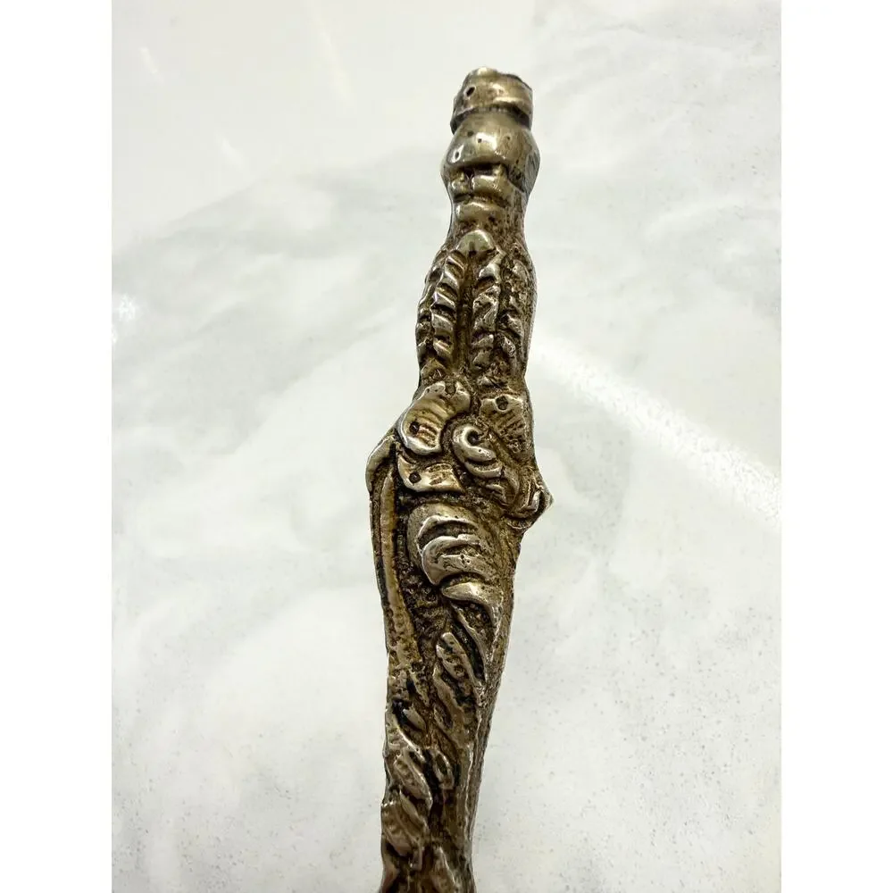 Vtg Italian Baroque Silver Plated Brass Cake Dessert Server Pierced Cherub Angel